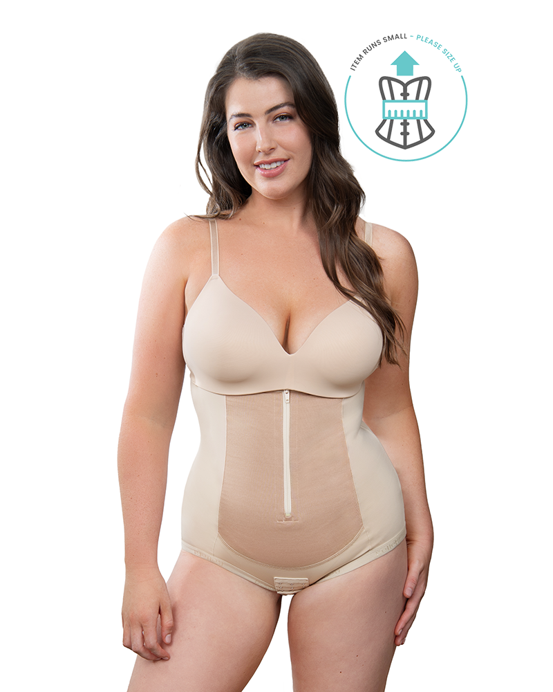 Postpartum girdle with front zipper closure