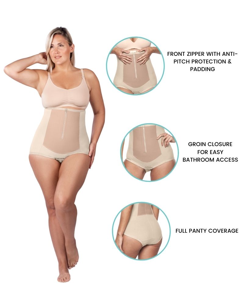 Bellefit Postpartum Compression Tummy Control Body Shaper Girdle with  Zipper, Belly Band Corset